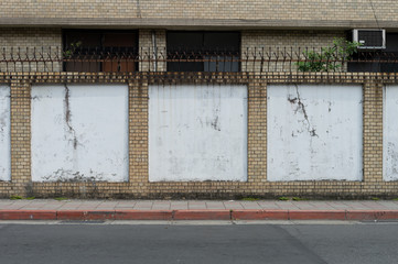 street wall background ,Industrial background, empty grunge urban street with warehouse brick wall