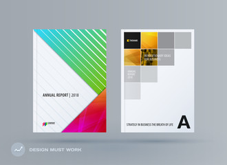 Abstract double-page brochure material design style with colourful layers for branding. Business vector presentation broadside.
