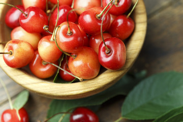 ripe sweet cherry in a plate
