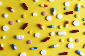 scattered pills top view