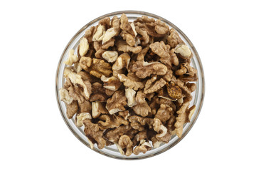 walnuts on white background