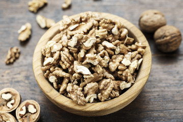 walnuts on a wooden background