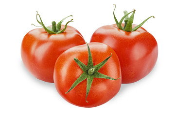 three tomato on white background