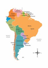 South America colorful map