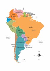Obraz premium South America colorful map