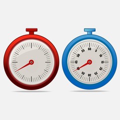 Red and blue realistic timers 40 seconds