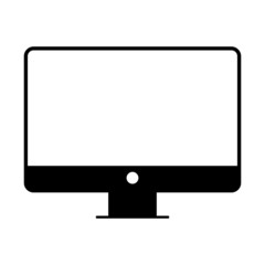 A black and white silhouette of a computer monitor