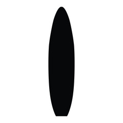 A black and white silhouette of a surfboard