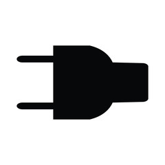 A black and white silhouette of an electric plug