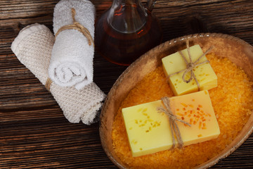 orange bath salt fruit soap hand-made with fragrance oils