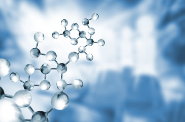 abstract image of DNA chain on blue background