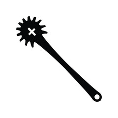 A black and white silhouette of a spaghetti spoon