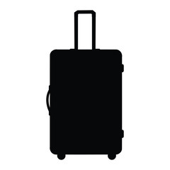 A black and white silhouette of a suitcase