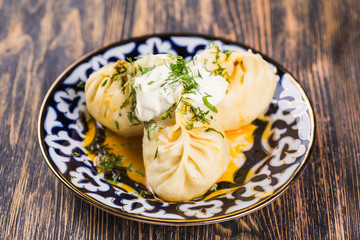 Manti. Traditional meat dish of the peoples of Central Asia