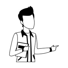 Young man student cartoon vector illustration graphic design