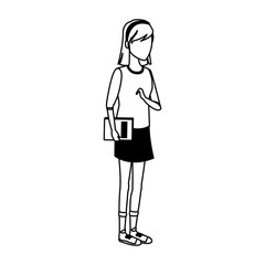 Young student woman cartoon vector illustration graphic design