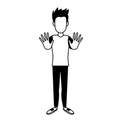 young man doing hands expressions vector illustration graphic design