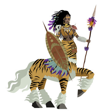 african tiger female centaur huntress