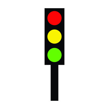 recommend clip art: A black, white, red, yellow and green silhouette of a set of traffic lights