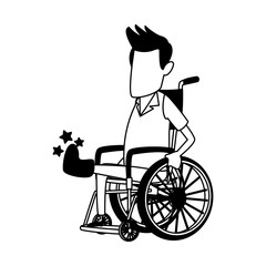 Man in wheelchair cartoon vector illustration graphic design