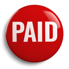 Paid Red Round Symbol Isolated