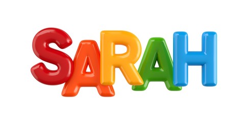 isolated colorfull 3d Kid Name balloon font Sarah