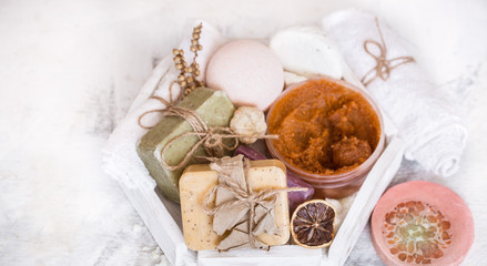spa composition on a wooden background