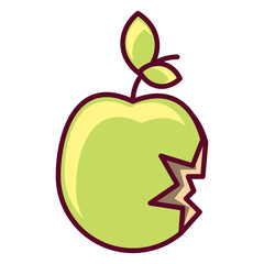 bitten apple icon over white background, vector illustration