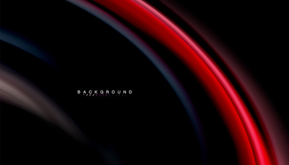 Abstract wave lines fluid rainbow style color stripes on black background