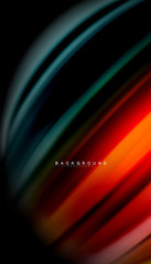 Abstract wave lines fluid rainbow style color stripes on black background