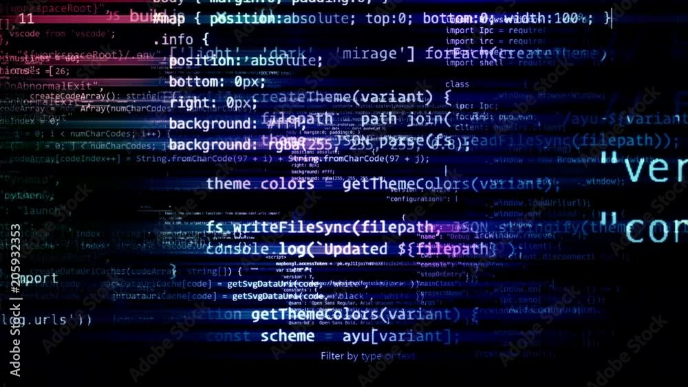Wall mural the abstract code moves in the virtual space. looped