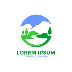 unique landscape logo vector design. icon. vector illustration