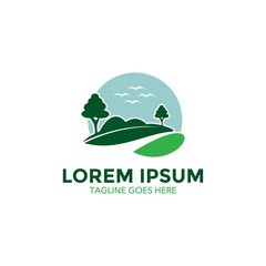 unique landscape logo vector design. icon. vector illustration