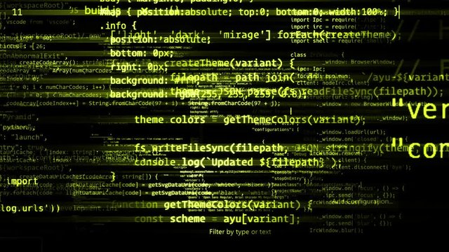The abstract code moves in the virtual space. looped