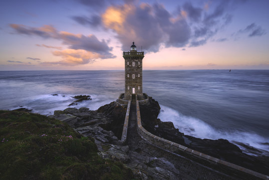 Scenic view of Kermorvan Lighthouse during sunset