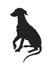 dog sitting, silhouette, vector