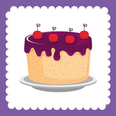 happy birthday celebration card with sweet cake vector illustration design
