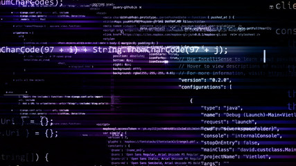 3D rendering of abstract blocks of code located in the virtual space