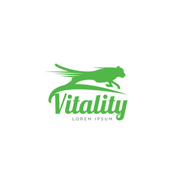 Running Cheetah. Symbol of vitality. Creative design. Vector