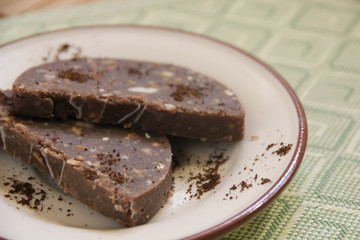 Chocolate dessert on a plate