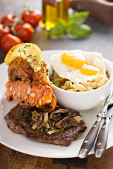 Southern surf and turf with potatoes and eggs