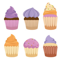 sweet cakes set icons vector illustration design