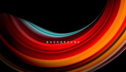 Fluid mixing colors, vector wave abstract background