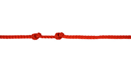 Red rope with knot isolated on  white background