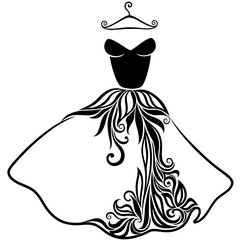 Elegant vector silhouette of isolated beautiful dress.