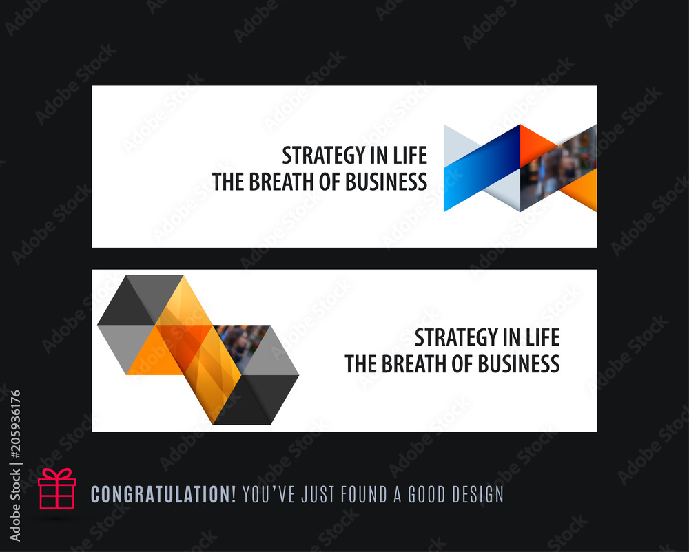 Wall mural abstract vector set of horizontal website banners with colourful triangles abstract shapes for web d