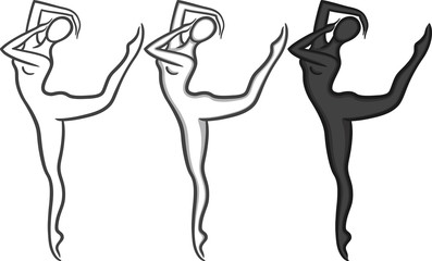 Elegant woman silhouette in a linear sketch style.