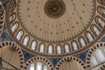 Fototapeta na wymiar Istanbul, Turkey, 25 April 2006: Rustem Pasha Mosque is an Ottoman mosque in the Eminonu district of Istanbul.