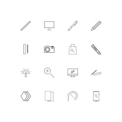 Creative Process And Design linear thin icons set. Outlined simple vector icons