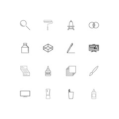 Creative Process And Design linear thin icons set. Outlined simple vector icons